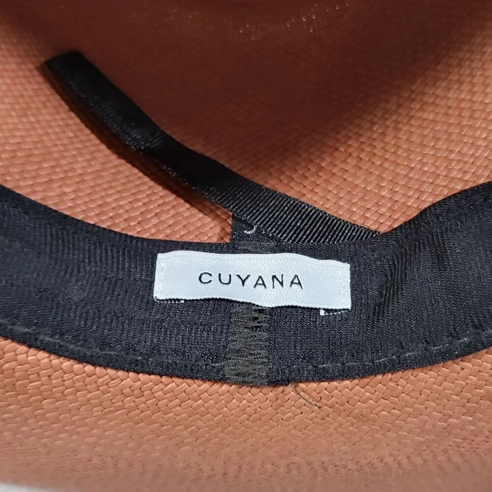 Cuyana Wide Brim Ecuador Hat Toquilla Straw Terracotta Panama Sun Hat Size 57 M